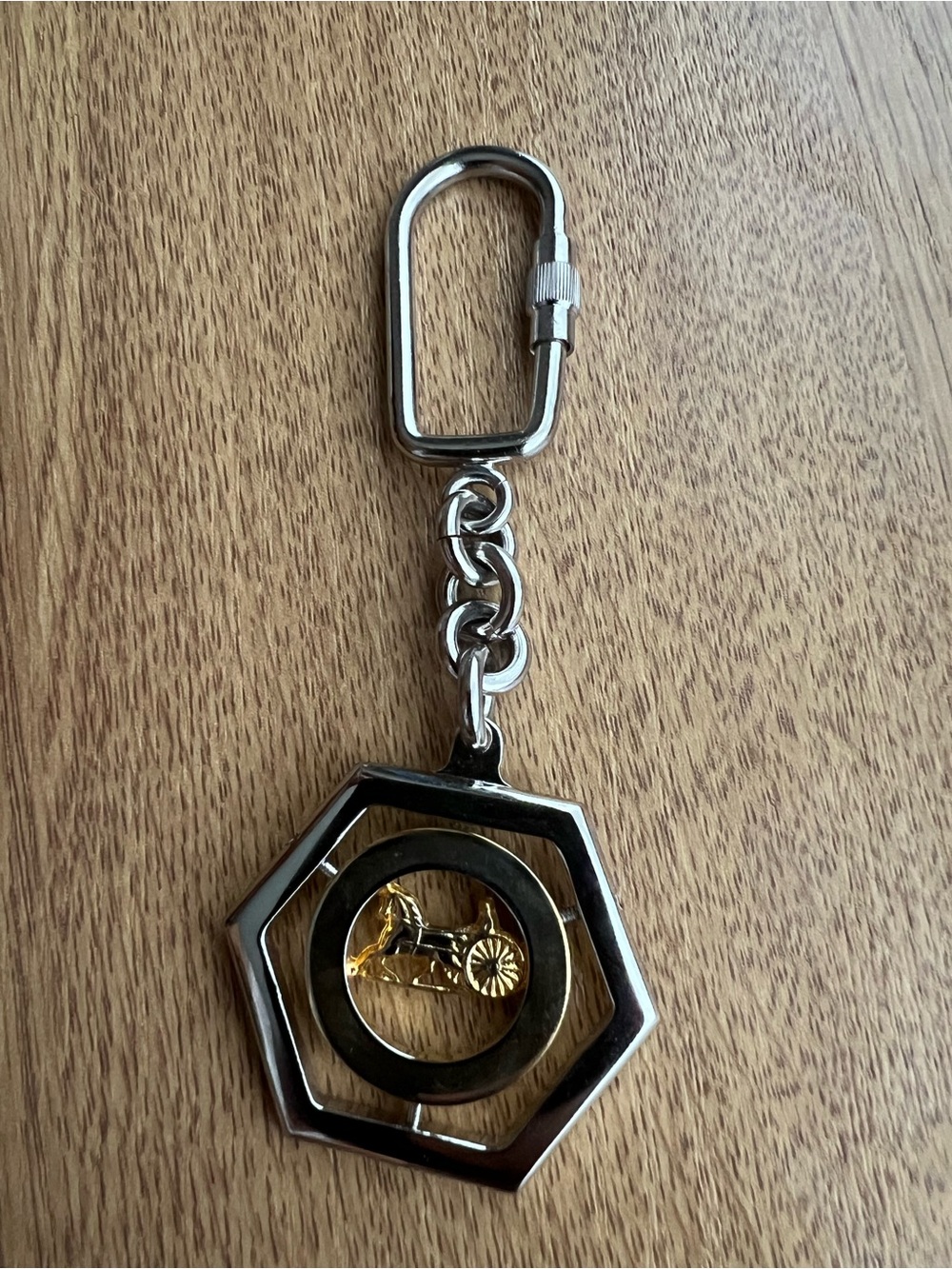 Celine Two Tone Horse and Carriage Keyring